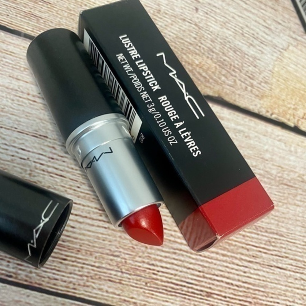 MAC Lipstick Cockney 502 sheer yellow red w/ multidimensional pearl – lustre
